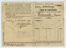 Carte de légitimation de la commune de Tolochenaz délivrée à Paderewski le 25 octobre 1939 pour l'obtention de cartes de denrées alimentaires sous l'égide de l'Economie de guerre du Canton de Vaud